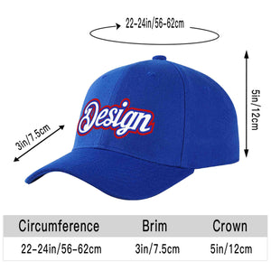 Custom Royal White-Royal Curved Eaves Sport Design Baseball Cap