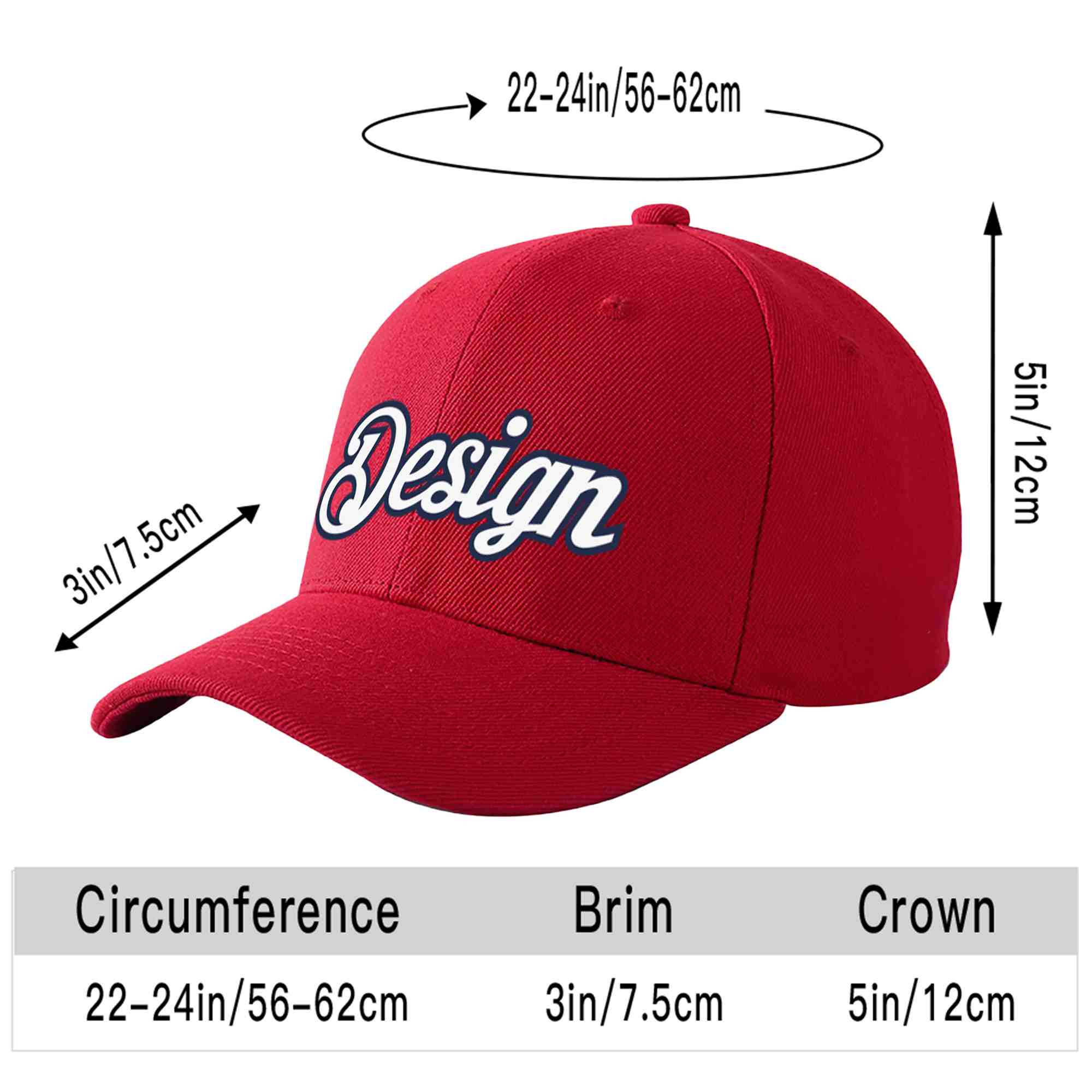 Custom Red White-Navy Curved Eaves Sport Design Baseball Cap