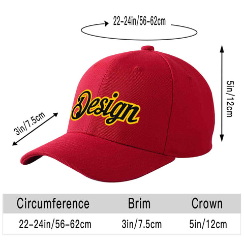 Custom Red Black-Gold Curved Eaves Sport Design Baseball Cap