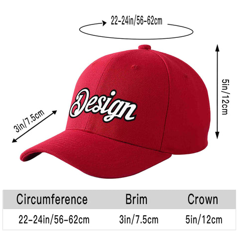 Custom Red White-Black Curved Eaves Sport Design Baseball Cap