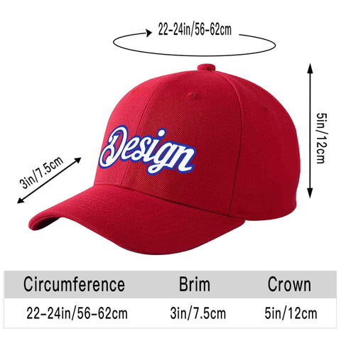 Custom Red White-Royal Curved Eaves Sport Design Baseball Cap