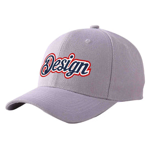 Custom Gray Navy-White Curved Eaves Sport Design Baseball Cap