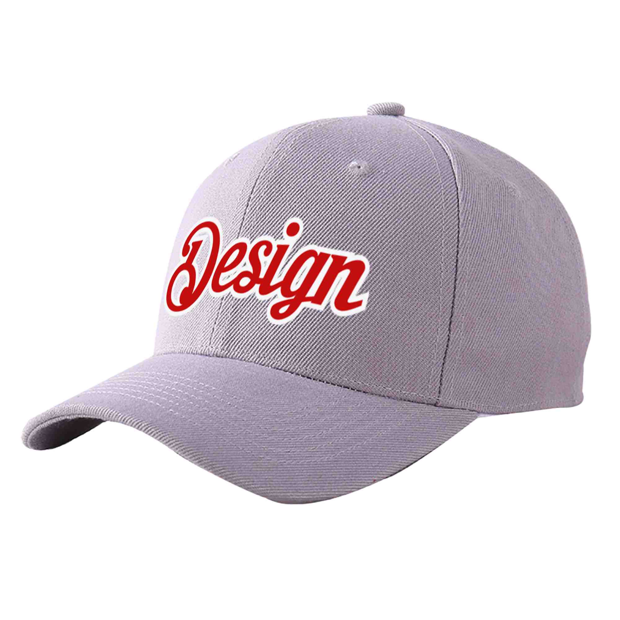 Casquette de baseball incurvée personnalisée gris rouge-blanc avec avant-toit