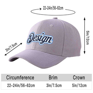 Custom Gray Navy-White Curved Eaves Sport Design Baseball Cap