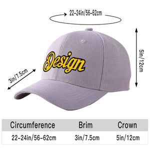 Custom Gray Gold-Black Curved Eaves Sport Design Baseball Cap