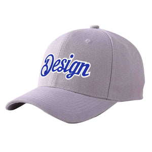 Casquette de baseball personnalisée gris royal-blanc courbé Eaves Sport Design