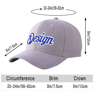 Custom Gray Royal-White Curved Eaves Sport Design Baseball Cap