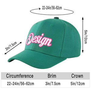 Custom Light Green White-Pink Curved Eaves Sport Design Baseball Cap