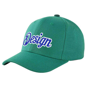 Casquette de baseball personnalisée vert clair Royal-White Curved Eaves Sport Design