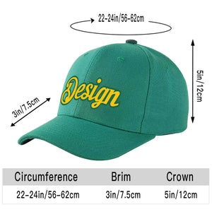 Casquette de baseball personnalisée vert clair Gold-Kelly Green Curved Eaves Sport Design