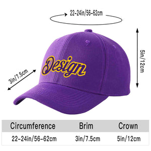 Casquette de baseball personnalisée violet violet-or courbée Eaves Sport Design