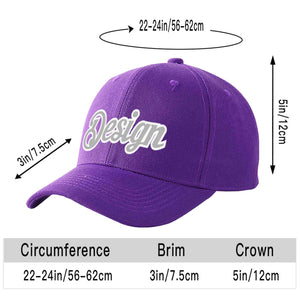 Custom Purple Gray-White Curved Eaves Sport Design Baseball Cap