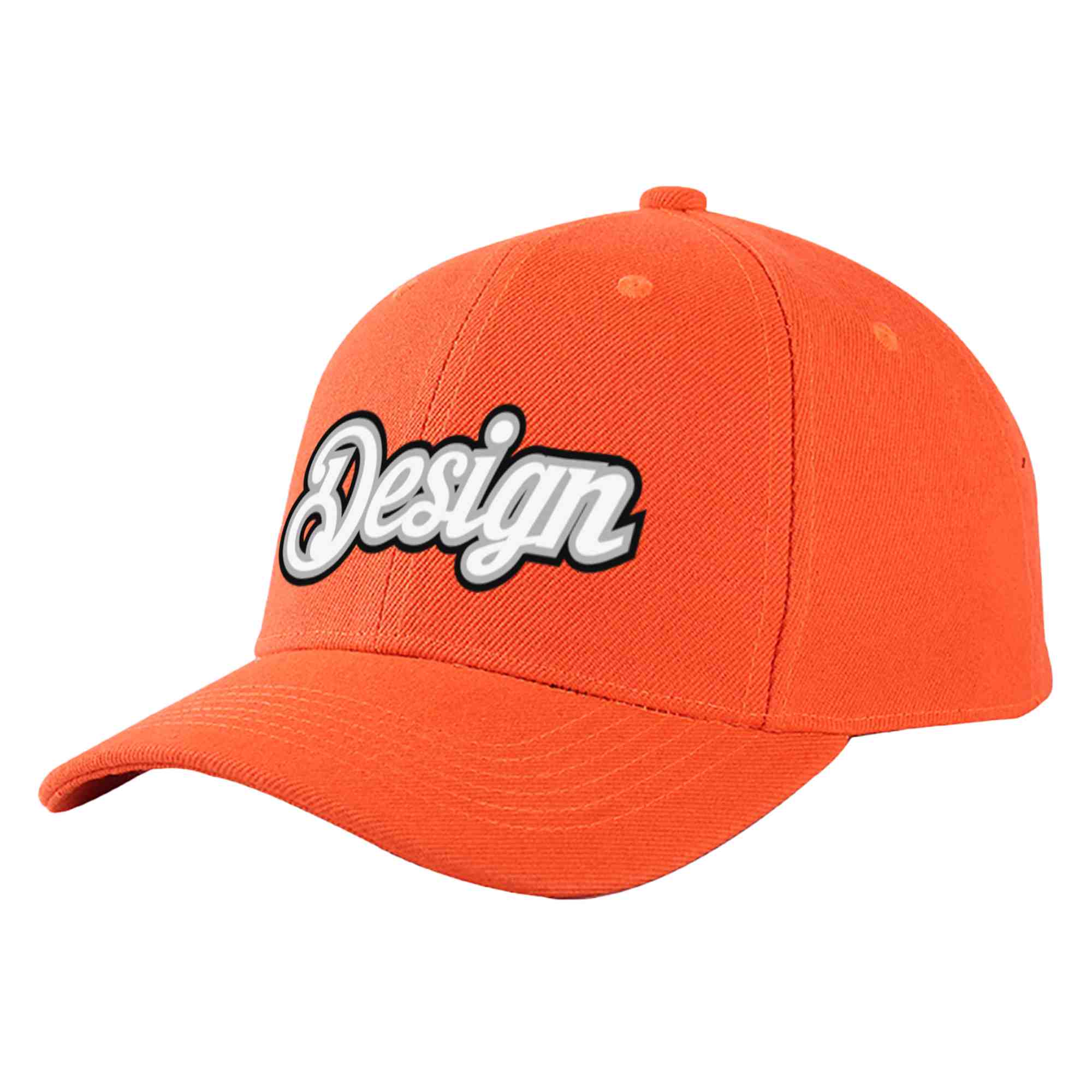 Casquette de baseball personnalisée Tangerine blanc-gris incurvée Eaves Sport Design