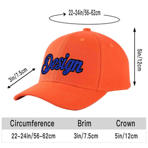 Casquette de baseball personnalisée Tangerine Royal-Black Curved Eaves Sport Design