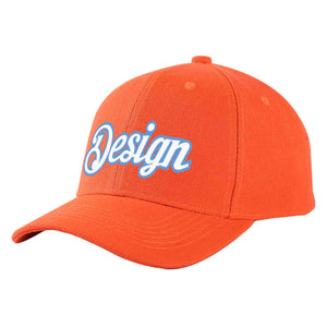 Casquette de baseball personnalisée Tangerine blanc-bleu clair incurvée Eaves Sport Design