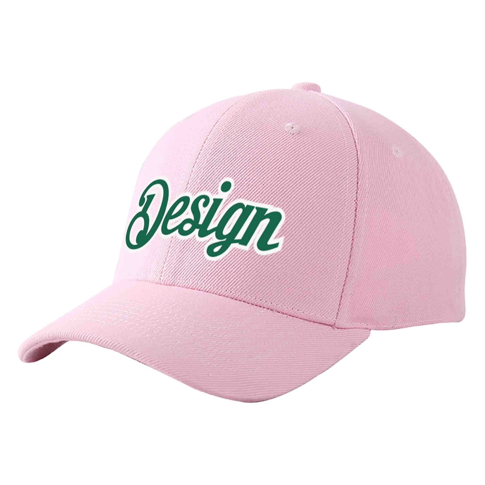 Custom Pink Kelly Green-White Curved Eaves Sport Design Baseball Cap