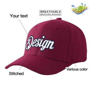 Custom Red Wine White-Navy Curved Eaves Sport Design Baseball Cap