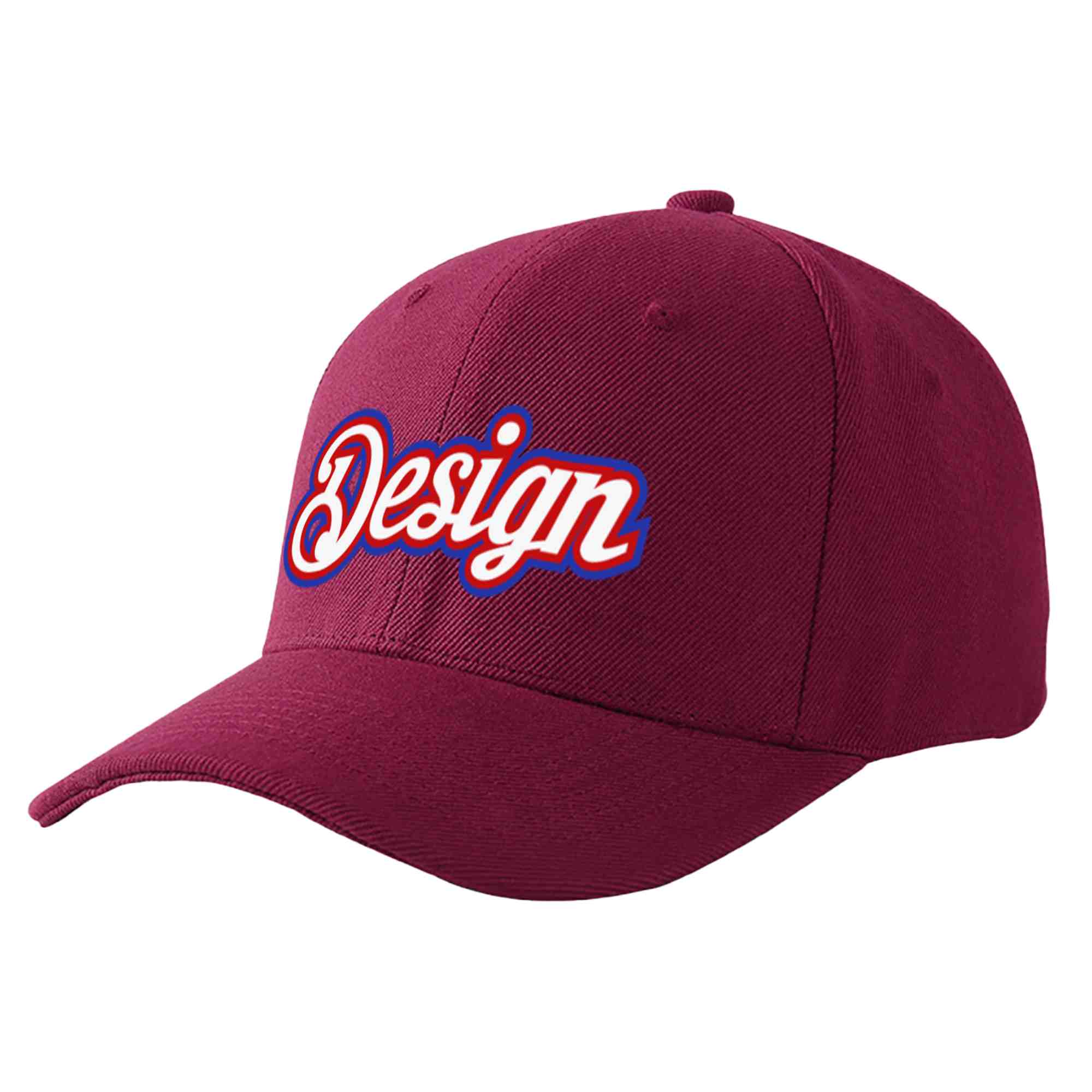 Casquette de baseball de conception de sport d'avant-toit incurvé blanc-rouge de vin rouge personnalisé