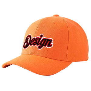 Custom Orange Black-Red Curved Eaves Sport Design Baseball Cap