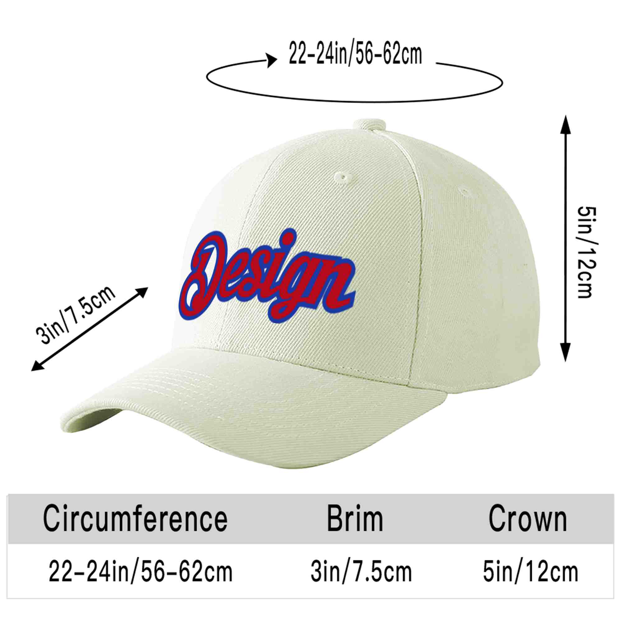 Custom Cream Red-Royal Curved Eaves Sport Design Baseball Cap