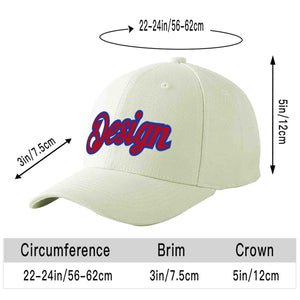 Custom Cream Red-Royal Curved Eaves Sport Design Baseball Cap