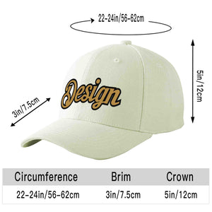 Custom Cream Old Gold-Black Curved Eaves Sport Design Baseball Cap