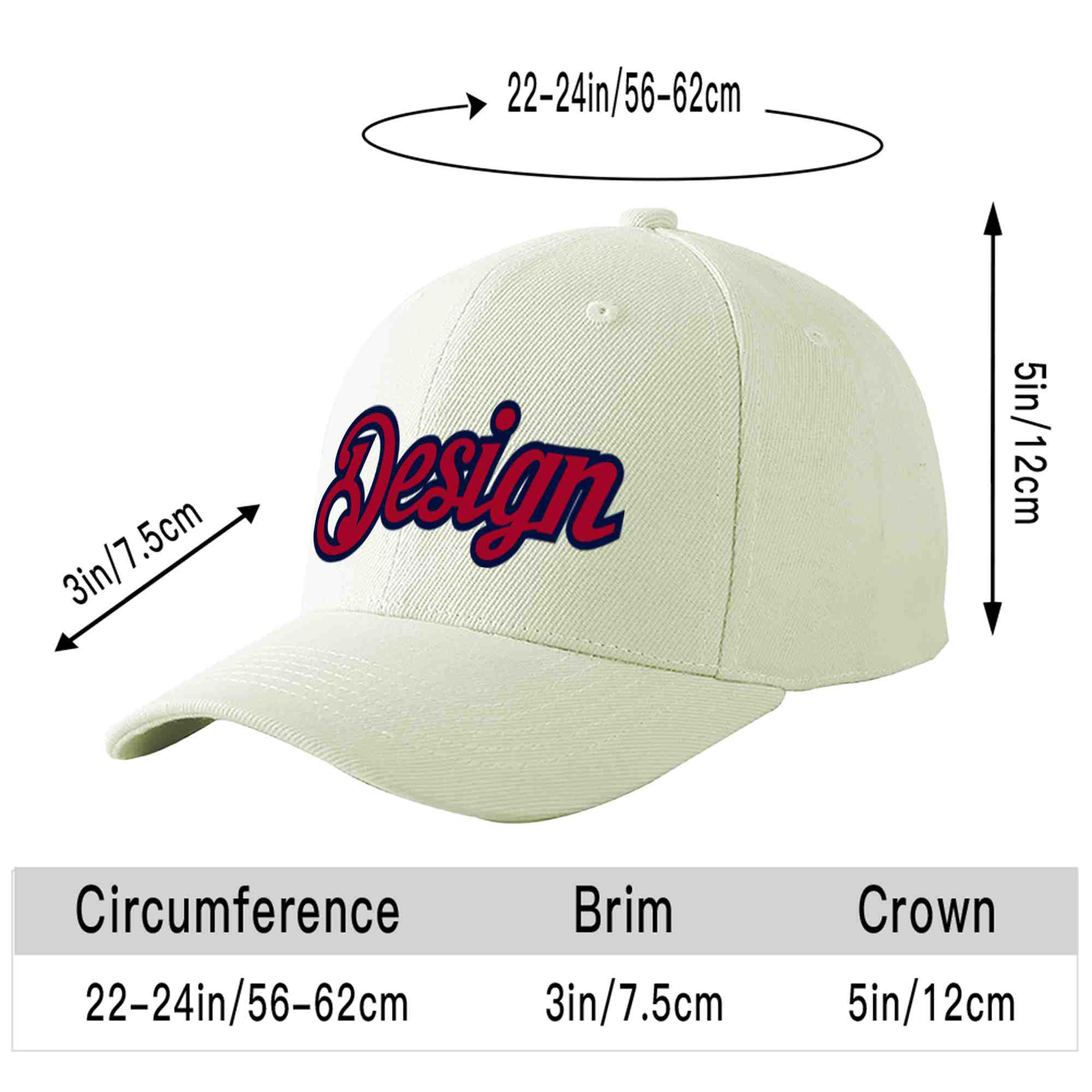 Custom Cream Red-Navy Curved Eaves Sport Design Baseball Cap