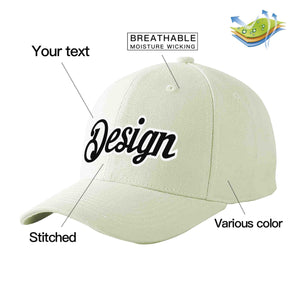 Casquette de baseball de conception de sport incurvée noir-blanc crème personnalisée