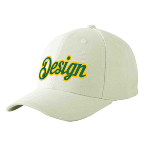 Casquette de baseball personnalisée crème Kelly vert-or courbée Eaves Sport Design