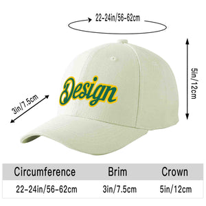 Casquette de baseball personnalisée crème Kelly vert-or courbée Eaves Sport Design