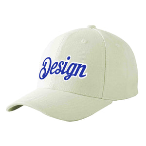 Custom Cream Royal-White Curved Eaves Sport Design Baseball Cap