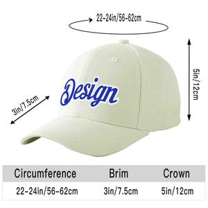 Custom Cream Royal-White Curved Eaves Sport Design Baseball Cap