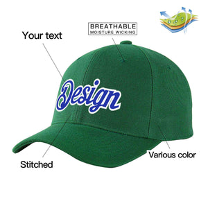 Casquette de baseball personnalisée vert royal-blanc courbé Eaves Sport Design