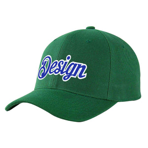 Casquette de baseball personnalisée vert royal-blanc courbé Eaves Sport Design