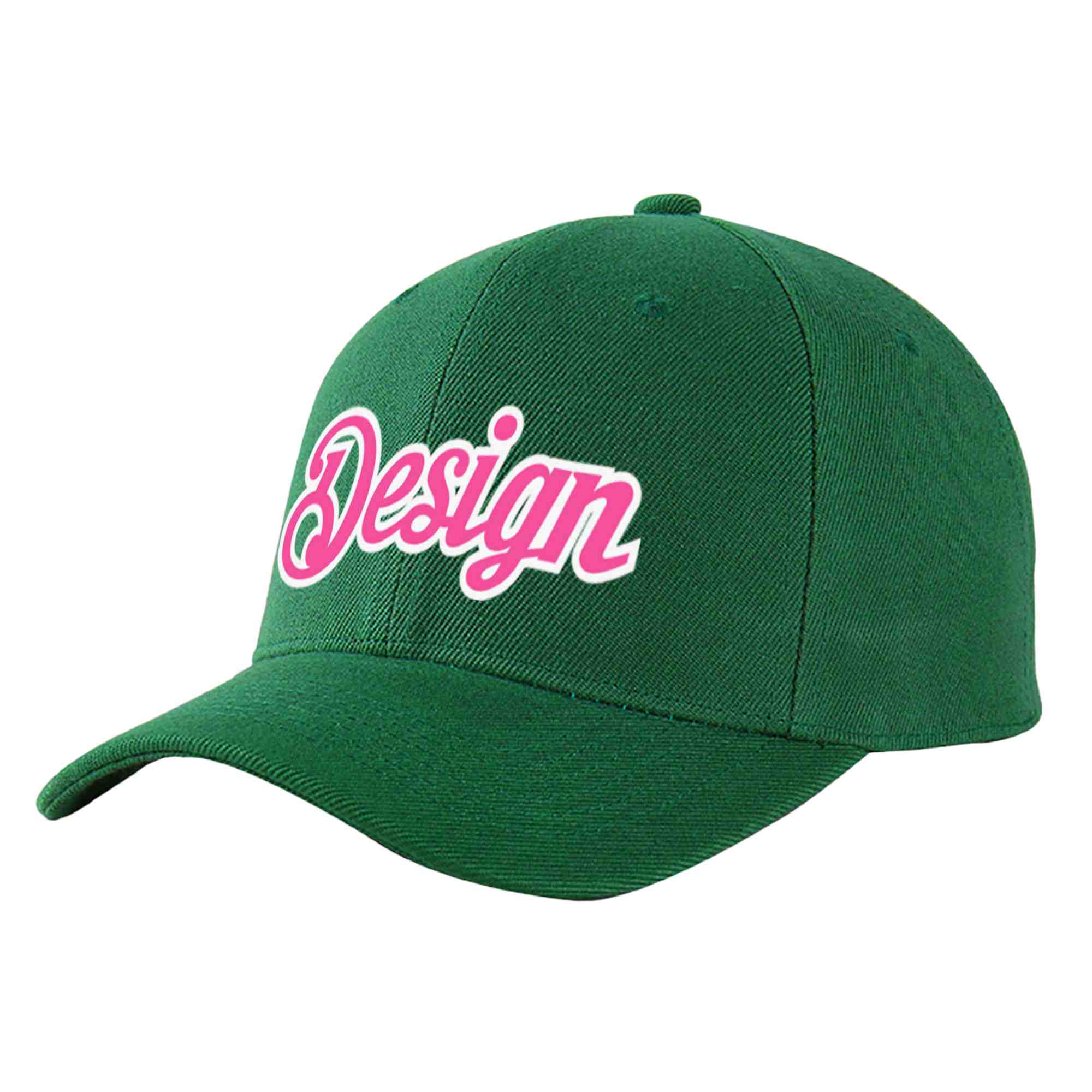 Custom Green Pink-White Curved Eaves Sport Design Baseball Cap