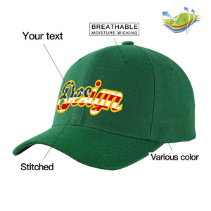 Casquette de baseball personnalisée, vert, drapeau américain Vintage, avec avant-toit incurvé et or, Design sportif