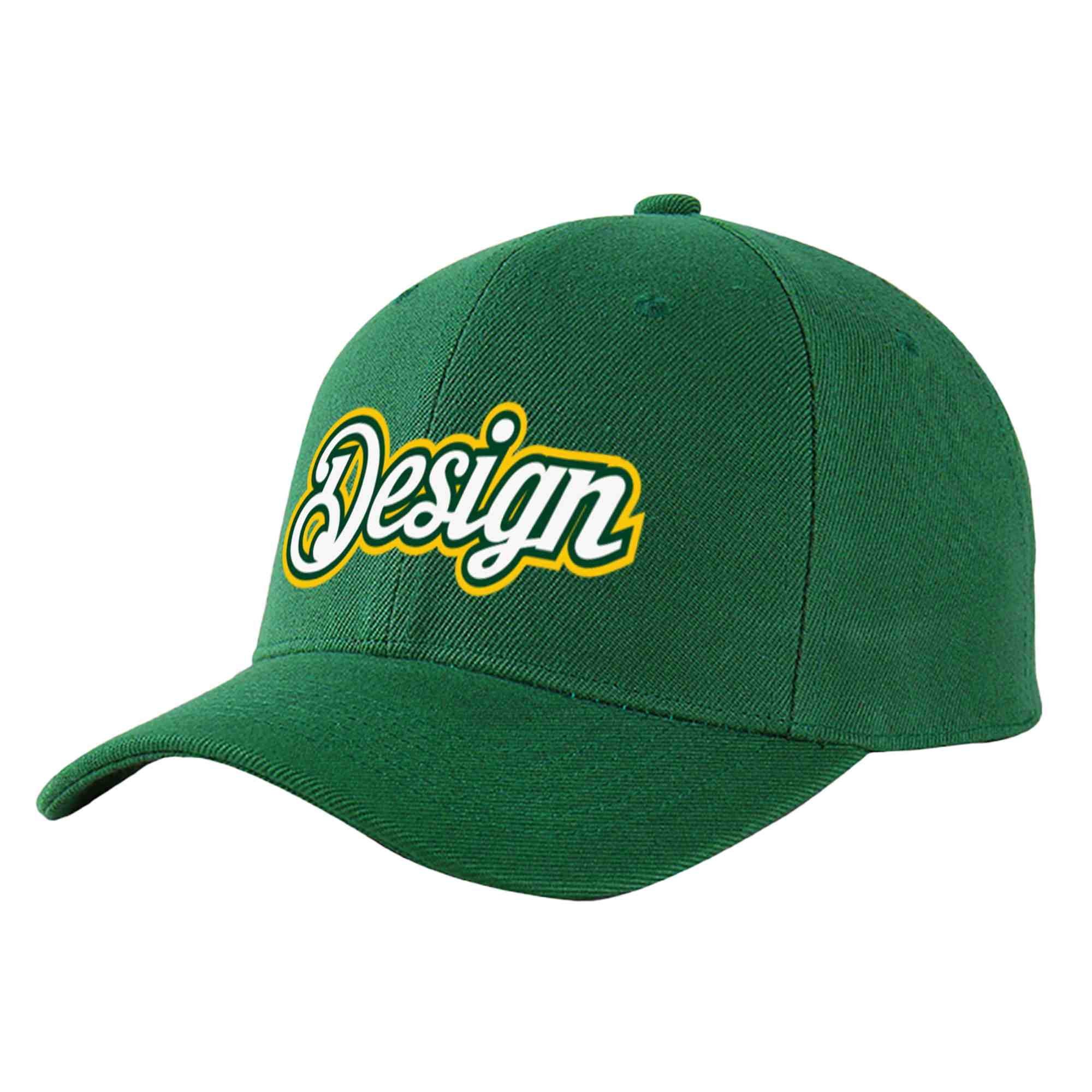 Custom Green White-Kelly Green Curved Eaves Sport Design Baseball Cap