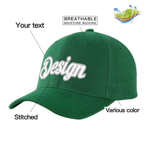 Custom Green White-Gray Curved Eaves Sport Design Baseball Cap