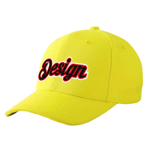 Casquette de baseball personnalisée jaune noir-rouge avec avant-toit incurvé