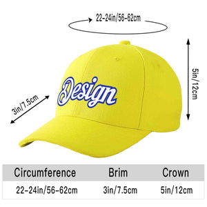 Custom Yellow Royal-White Curved Eaves Sport Design Baseball Cap