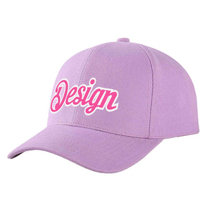 Custom Light Purple Pink-White Curved Eaves Sport Design Baseball Cap