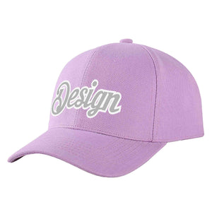 Custom Light Purple Gray-White Curved Eaves Sport Design Baseball Cap