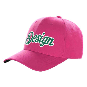 Casquette de baseball personnalisée Rose rouge Kelly vert-blanc avec avant-toit incurvé