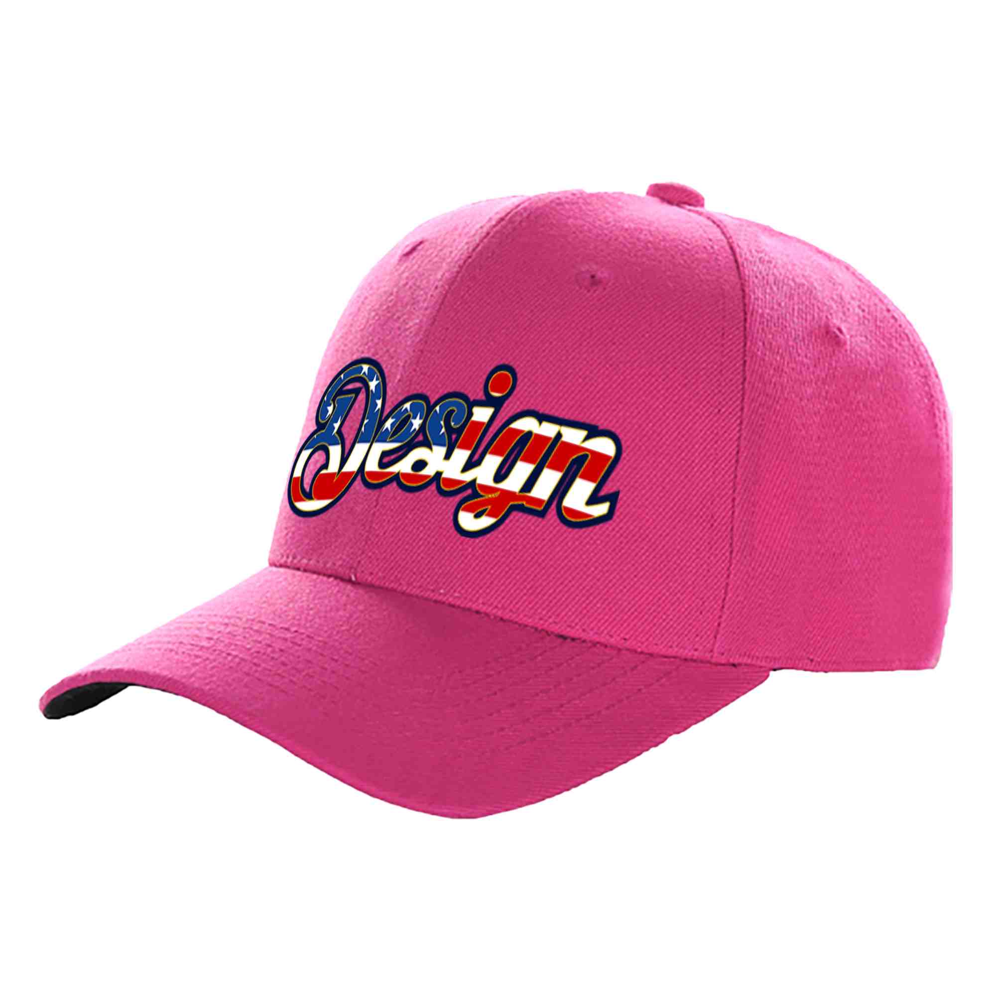 Casquette de baseball personnalisée avec drapeau américain, Rose rouge, Vintage, avec avant-toit incurvé doré, Design sportif