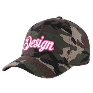 Casquette de baseball personnalisée camouflage blanc-rose avec avant-toit incurvé et design sportif