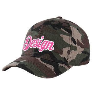 Casquette de baseball personnalisée camouflage rose-blanc avec avant-toit incurvé et design sportif