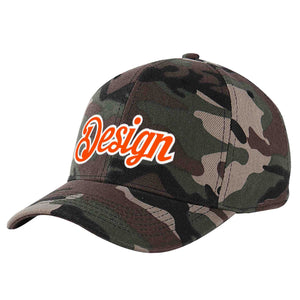 Casquette de baseball personnalisée camouflage orange-blanc avec avant-toit incurvé et design sportif