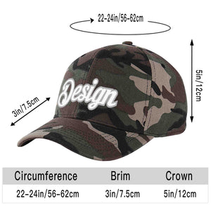 Custom Camo White-Gray Curved Eaves Sport Design Baseball Cap