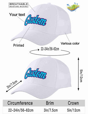 Custom White Light Blue-Purple Curved Eaves Sport Baseball Cap Design for Men/Women/Youth