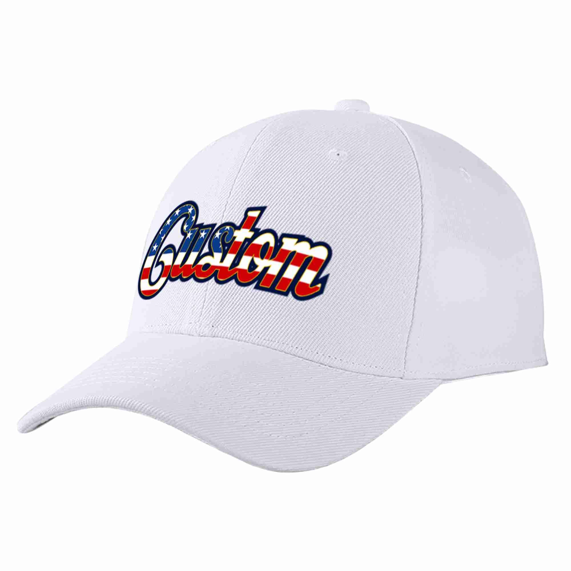 Custom White Vintage USA Flag-Gold Curved Eaves Sport Baseball Cap Design for Men/Women/Youth